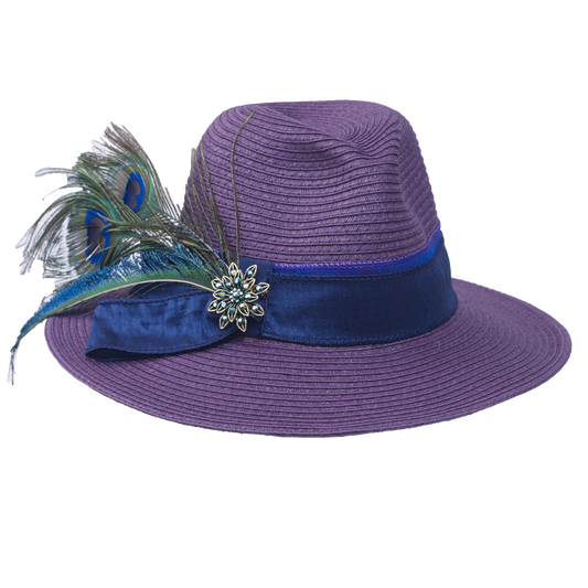 Peacock Straw  Fedora Purple