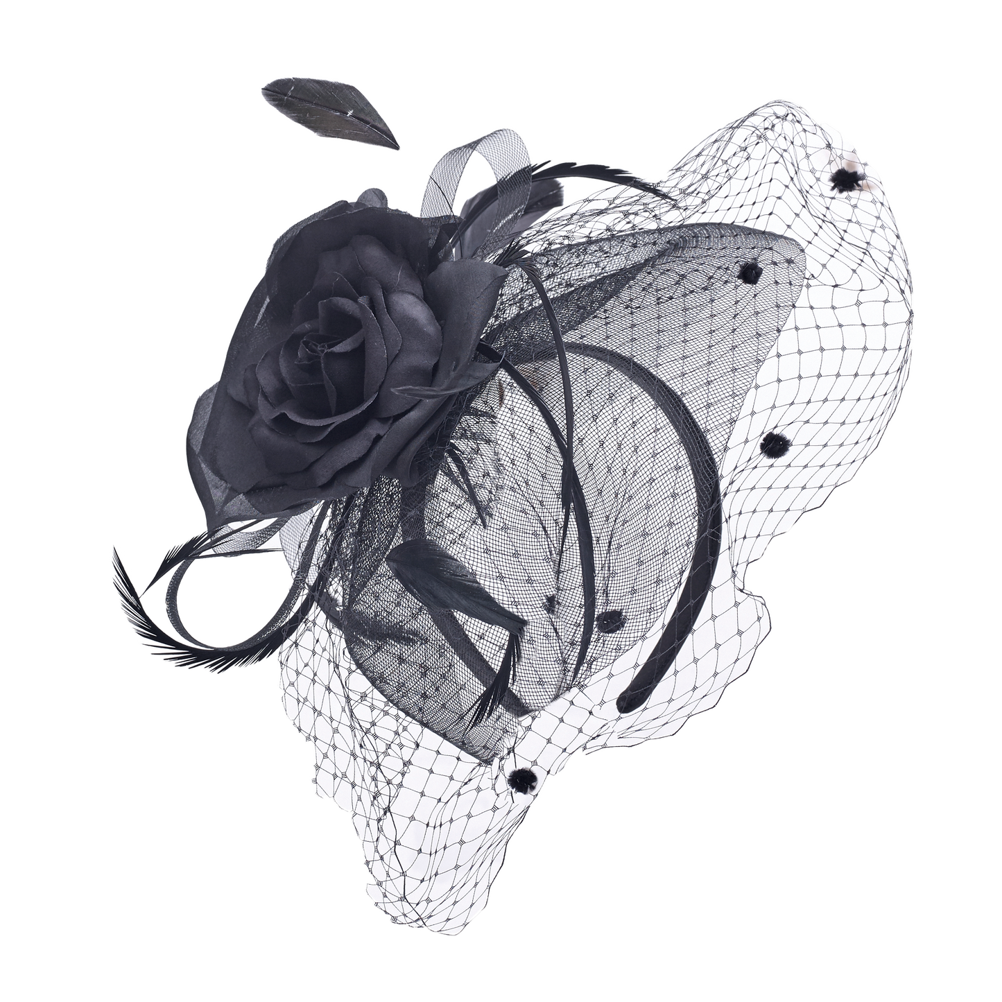 Silk Rose Fascinator Black
