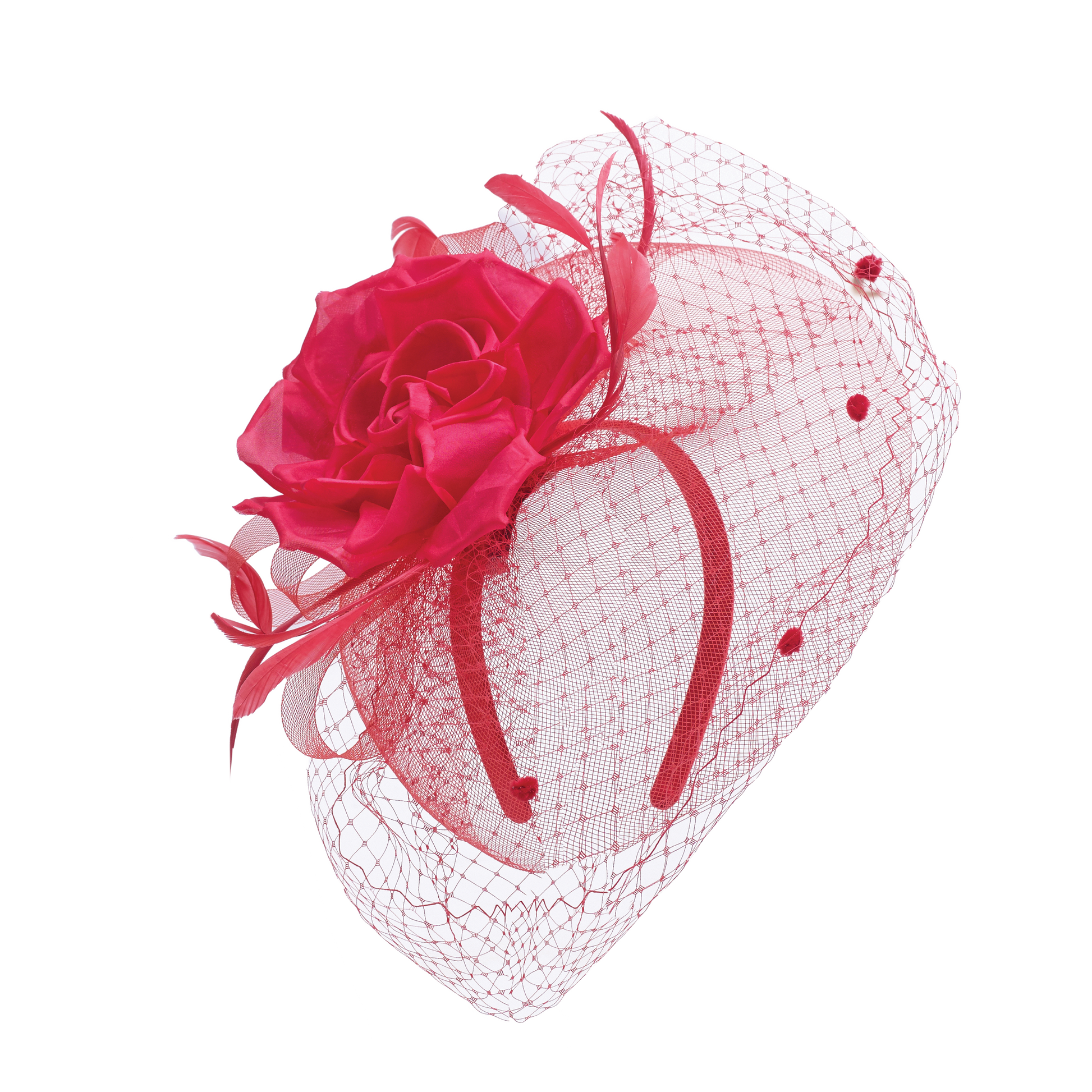 Silk Rose Fascinator Red