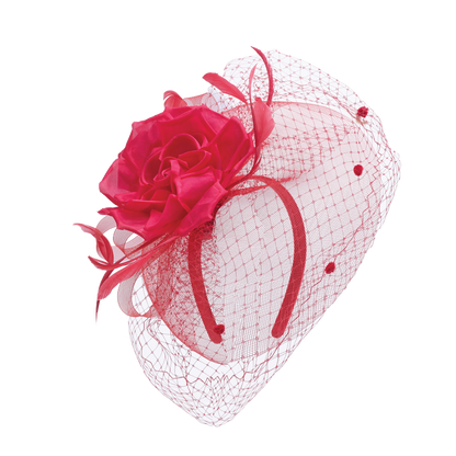 Silk Rose Fascinator Red