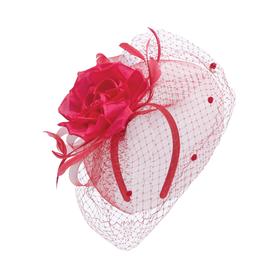 Silk Rose Fascinator Red