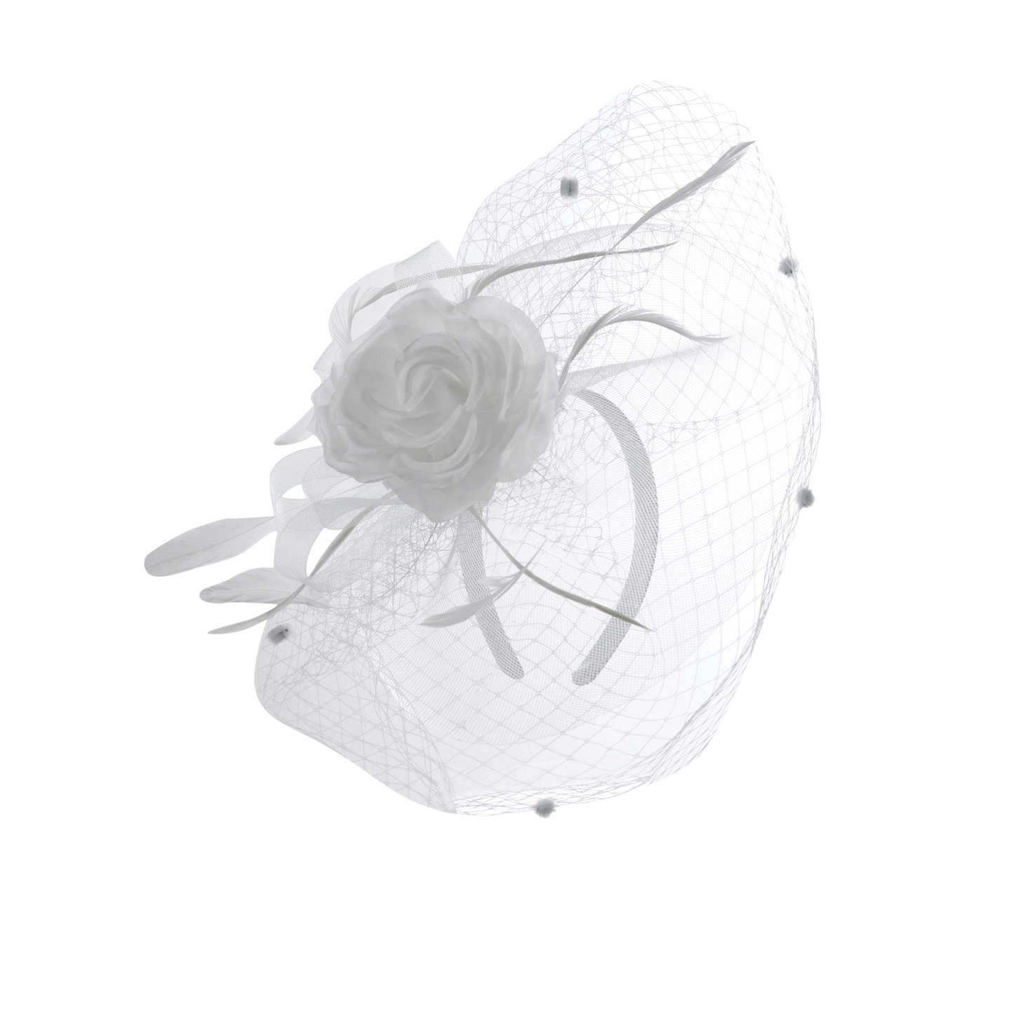 Silk Rose Fascinator White