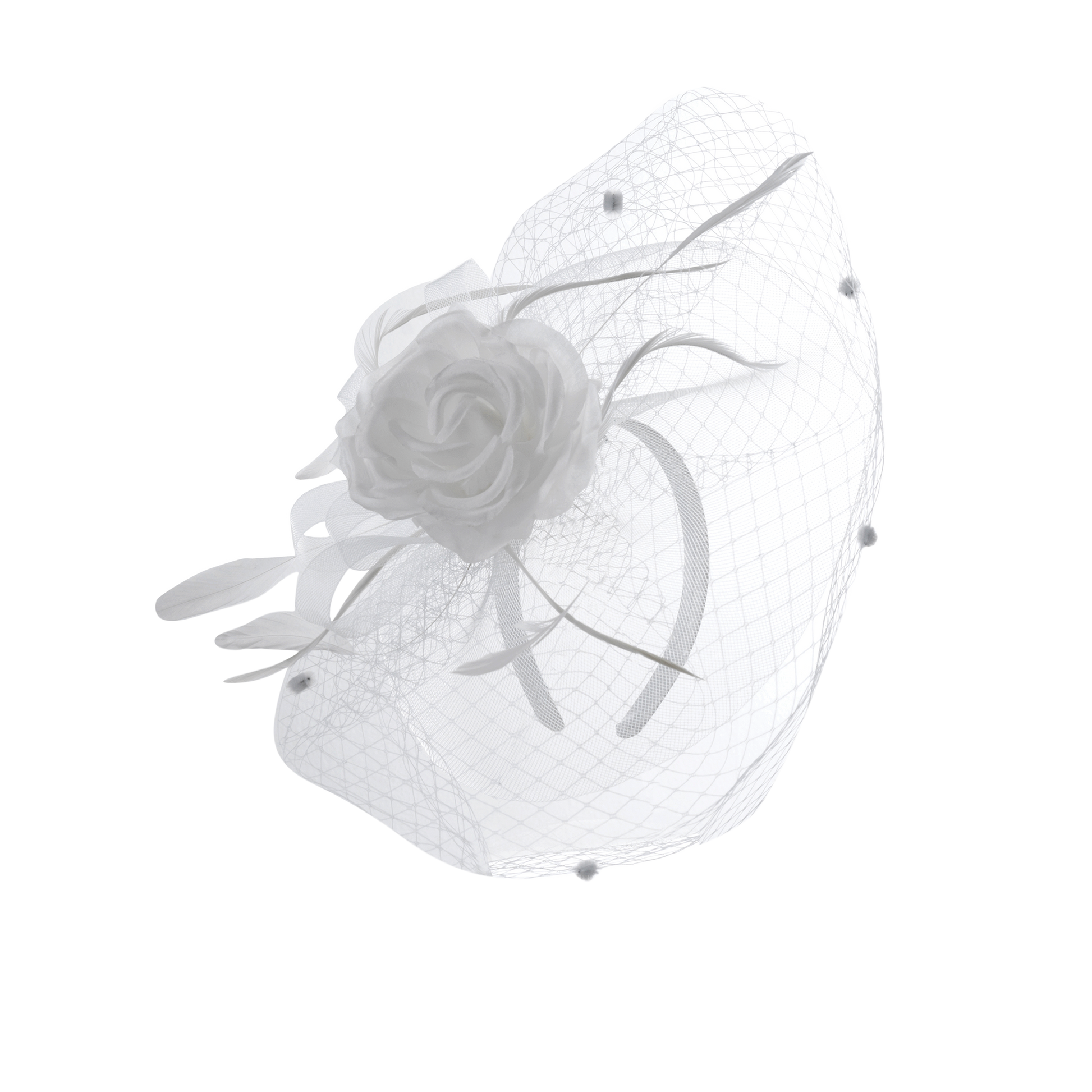 Silk Rose Fascinator White