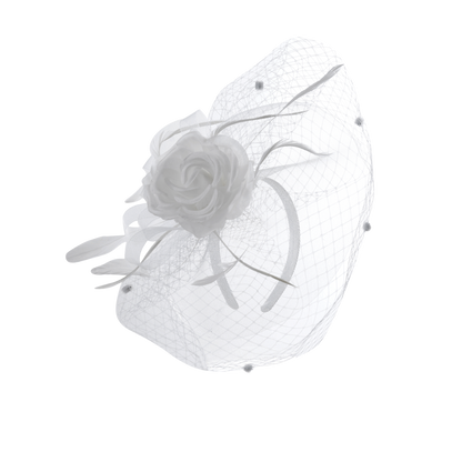 Silk Rose Fascinator White