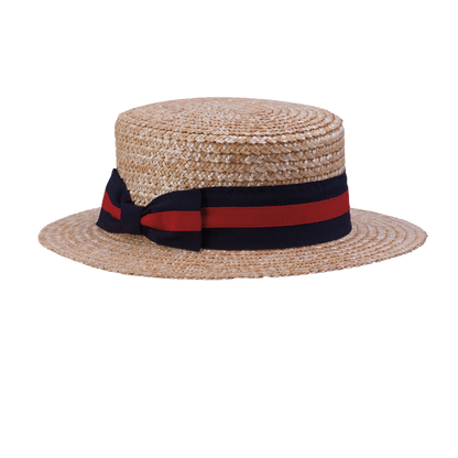 Italian Men's Boater Nat/Navy-Red / XL