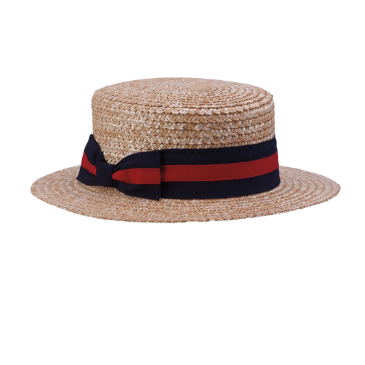 Italian Men's Boater Nat/Navy-Red / XL