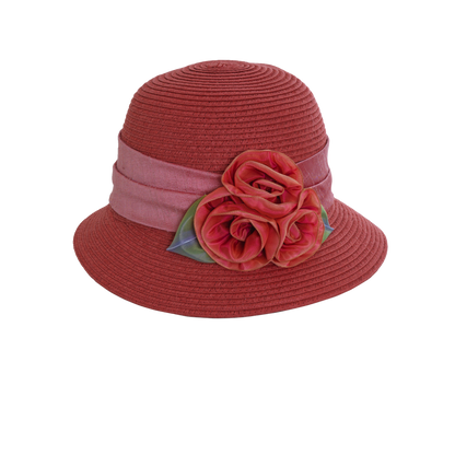 Ombre Rose Straw Cloche Mauve