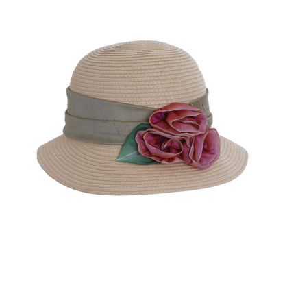 Ombre Rose Straw Cloche Mauve