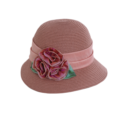 Ombre Rose Straw Cloche Mauve