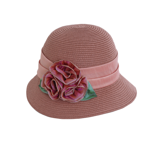 Ombre Rose Straw Cloche Mauve