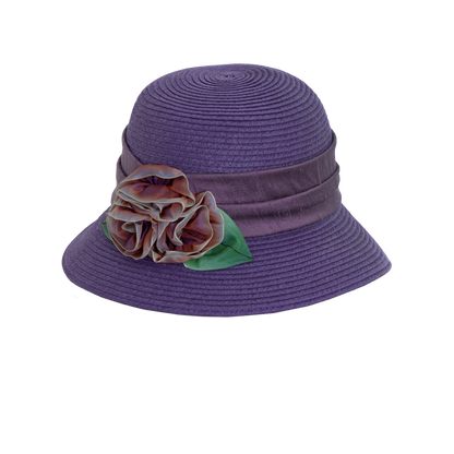 Ombre Rose Straw Cloche Mauve