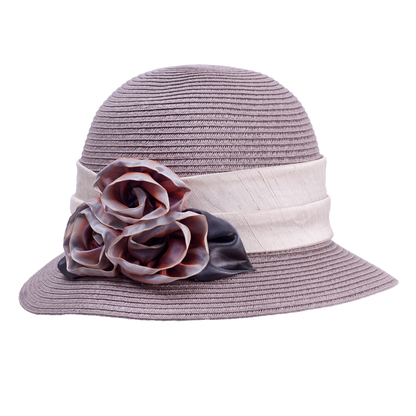 Ombre Rose Straw Cloche Mauve
