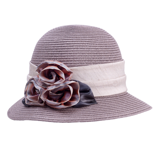 Ombre Rose Straw Cloche Mauve