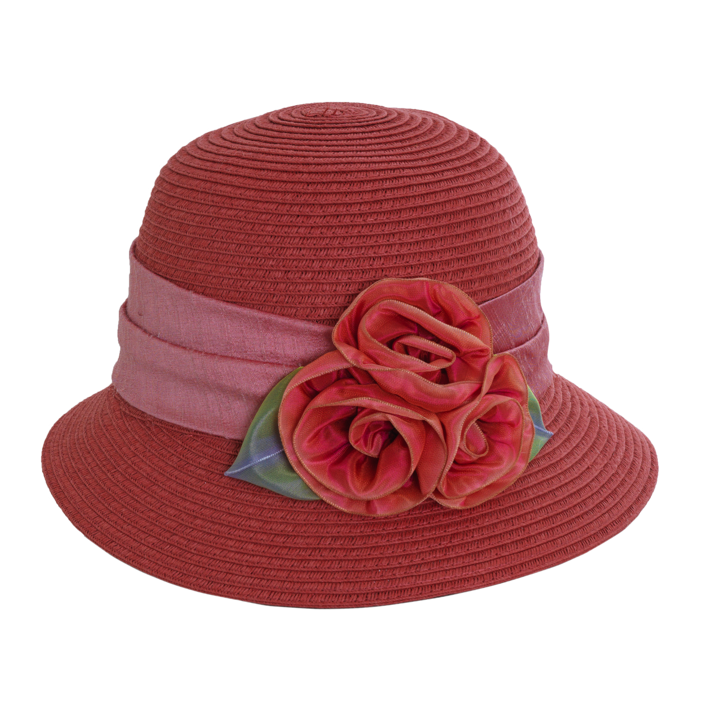 Ombre Rose Straw Cloche Mauve