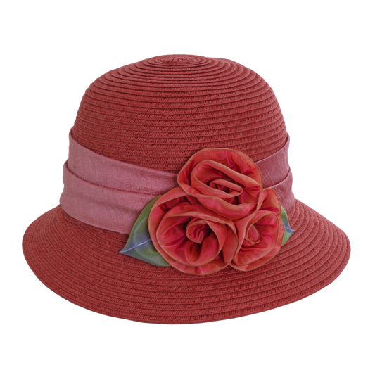 Ombre Rose Straw Cloche Mauve