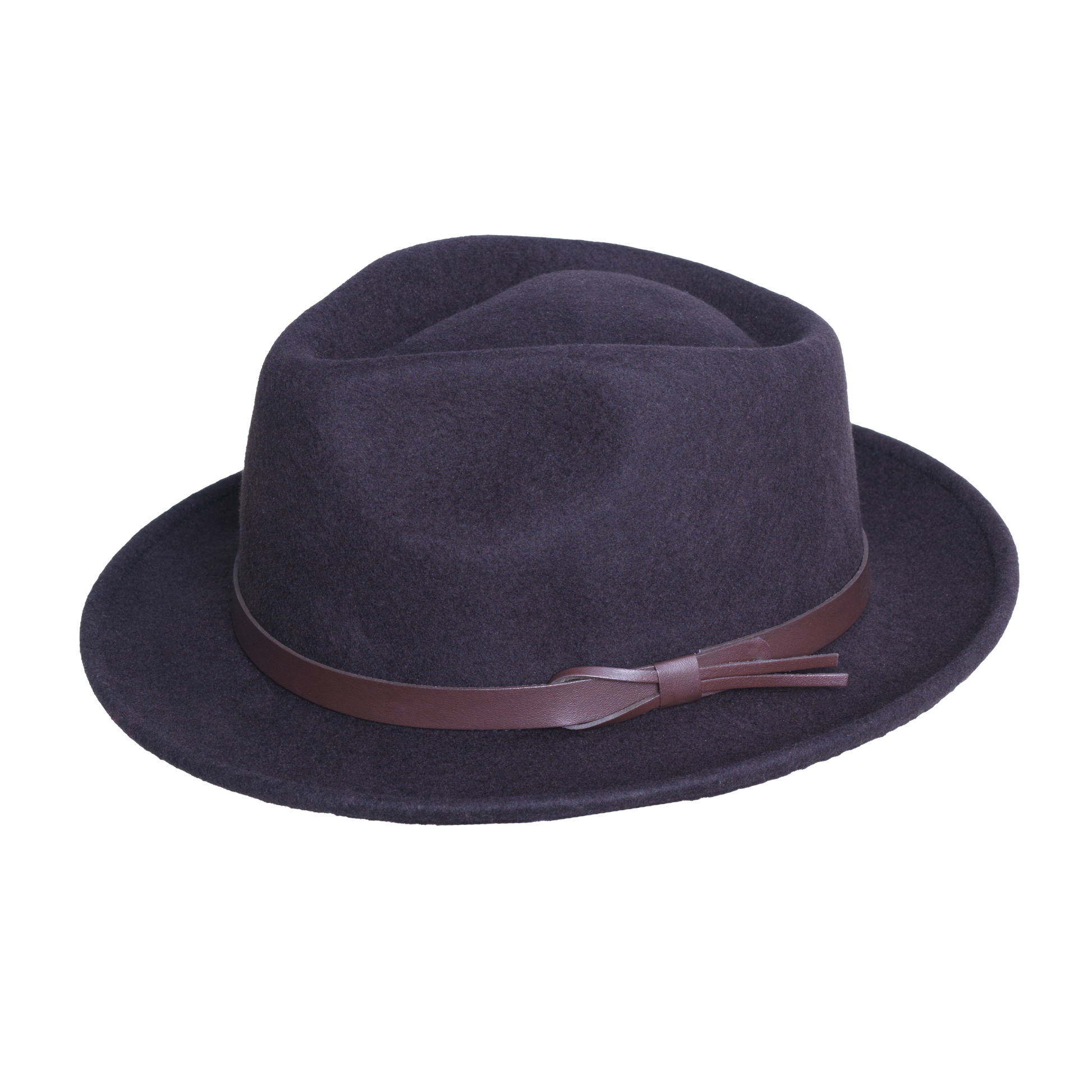 Felt Fedora with Leather Band Black / Medium