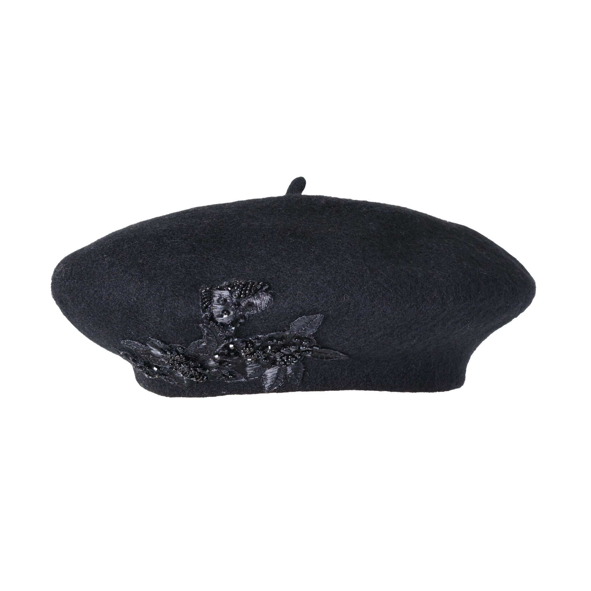Beaded Beret Black