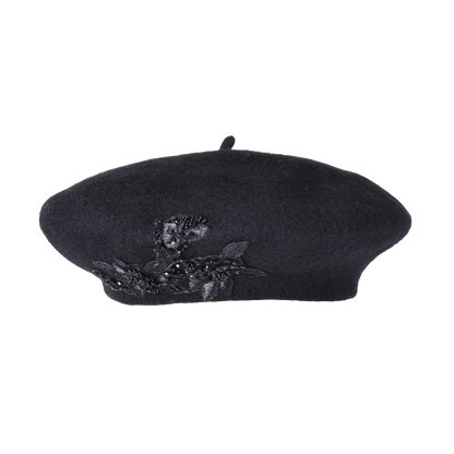 Beaded Beret Black