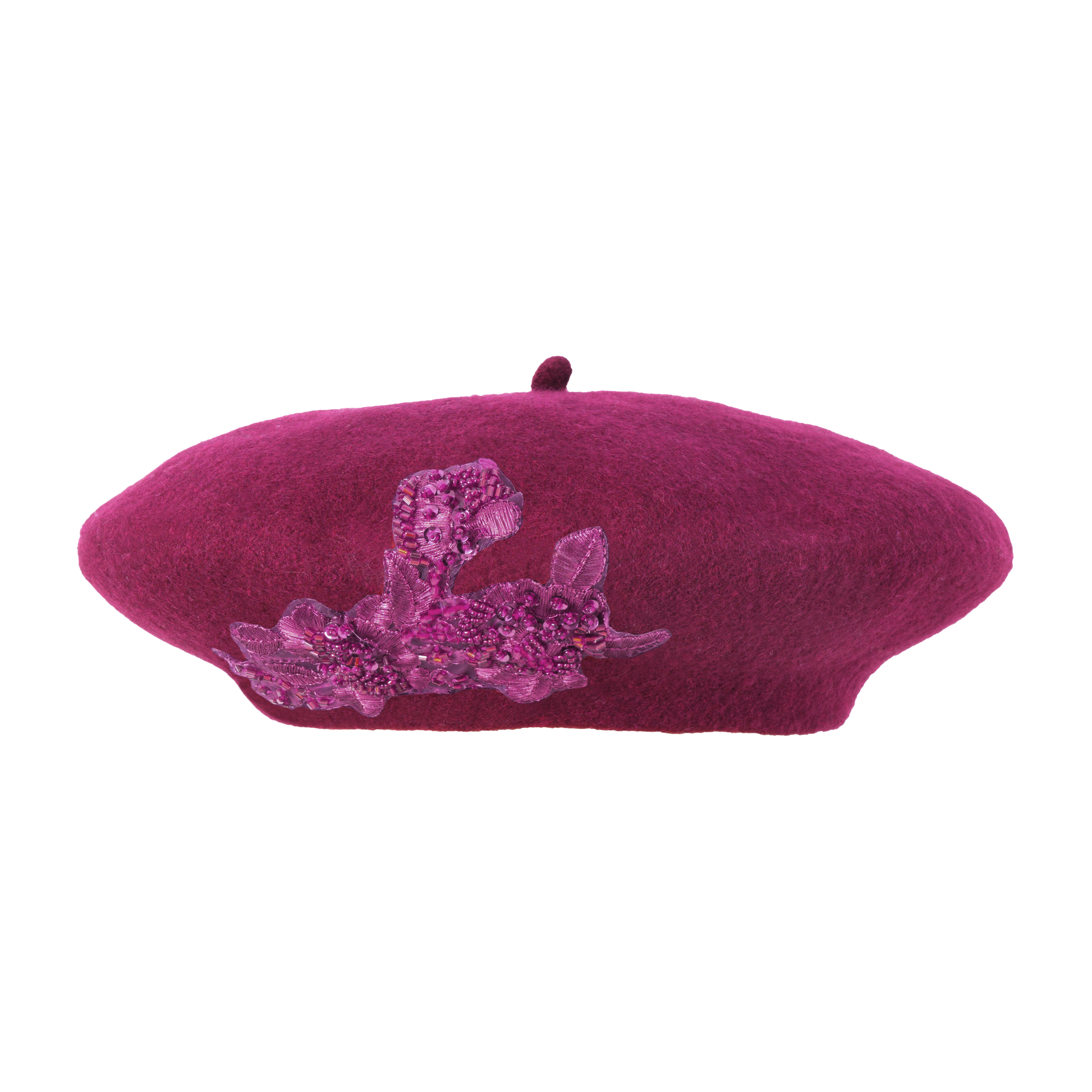 Beaded Beret Burgundy