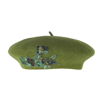 Beaded Beret Olive