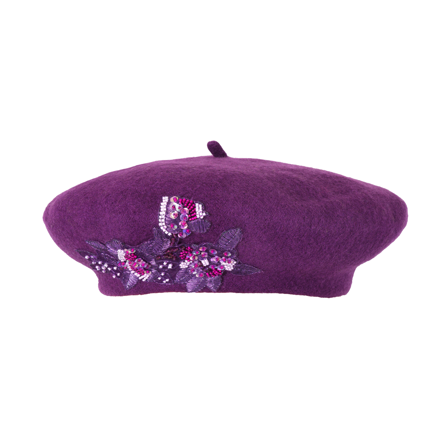 Beaded Beret Plum