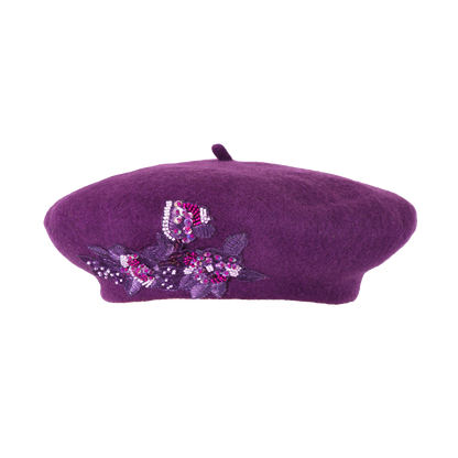 Beaded Beret Plum