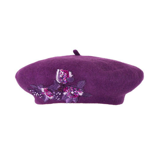 Beaded Beret Plum
