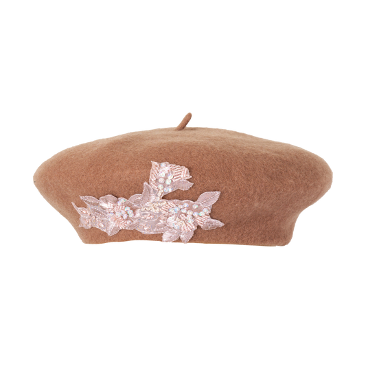 Beaded Beret Taupe