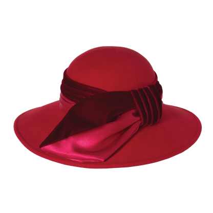 Satin Velvet Drape Hat Red
