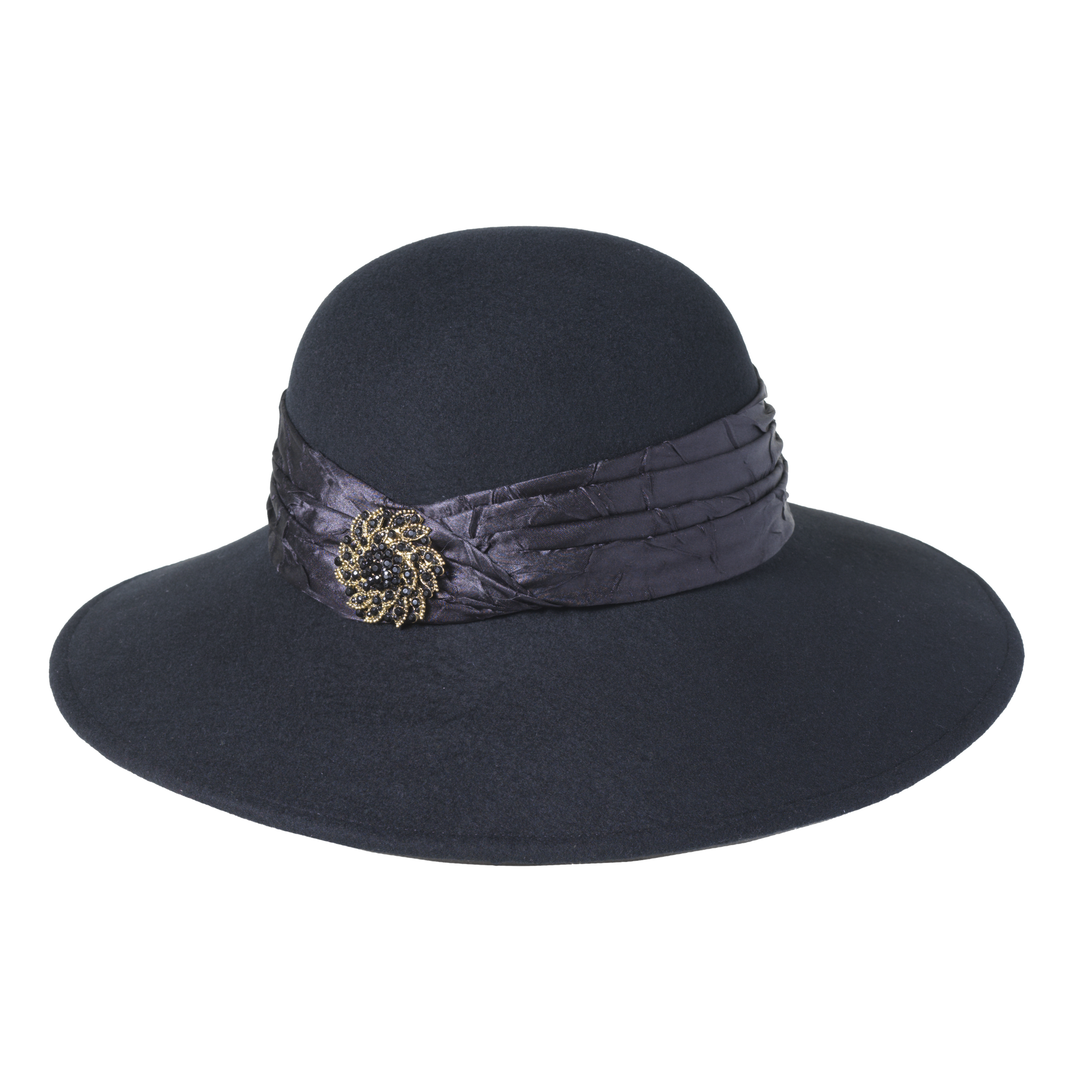 Brooch Lampshade Hat Black