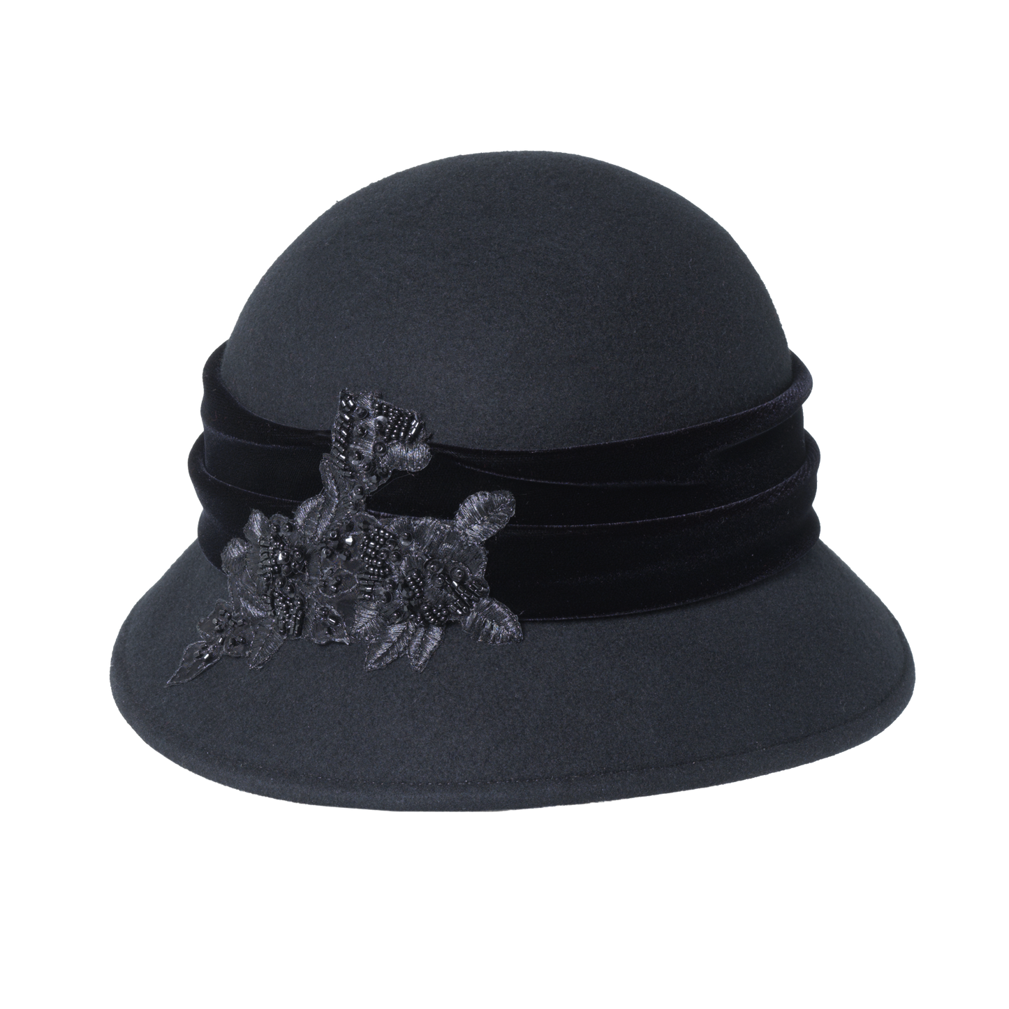 Vintage Bead Cloche Black