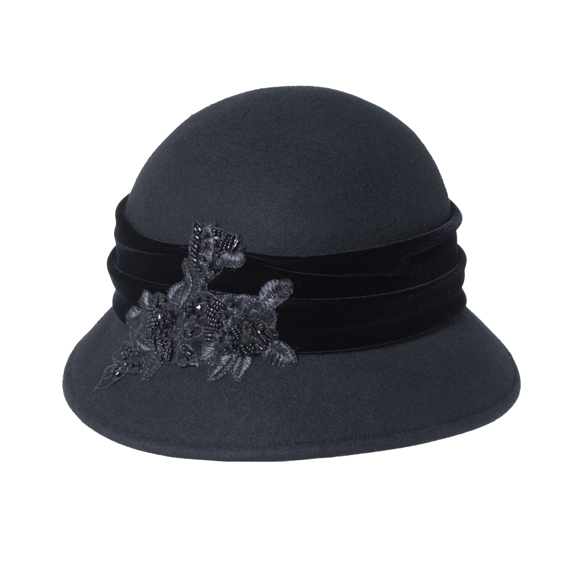 Vintage Bead Cloche Black