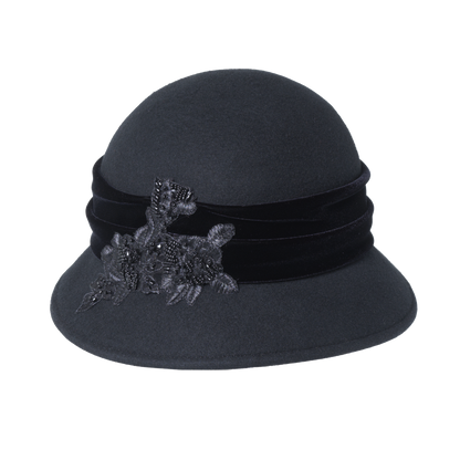 Vintage Bead Cloche Black