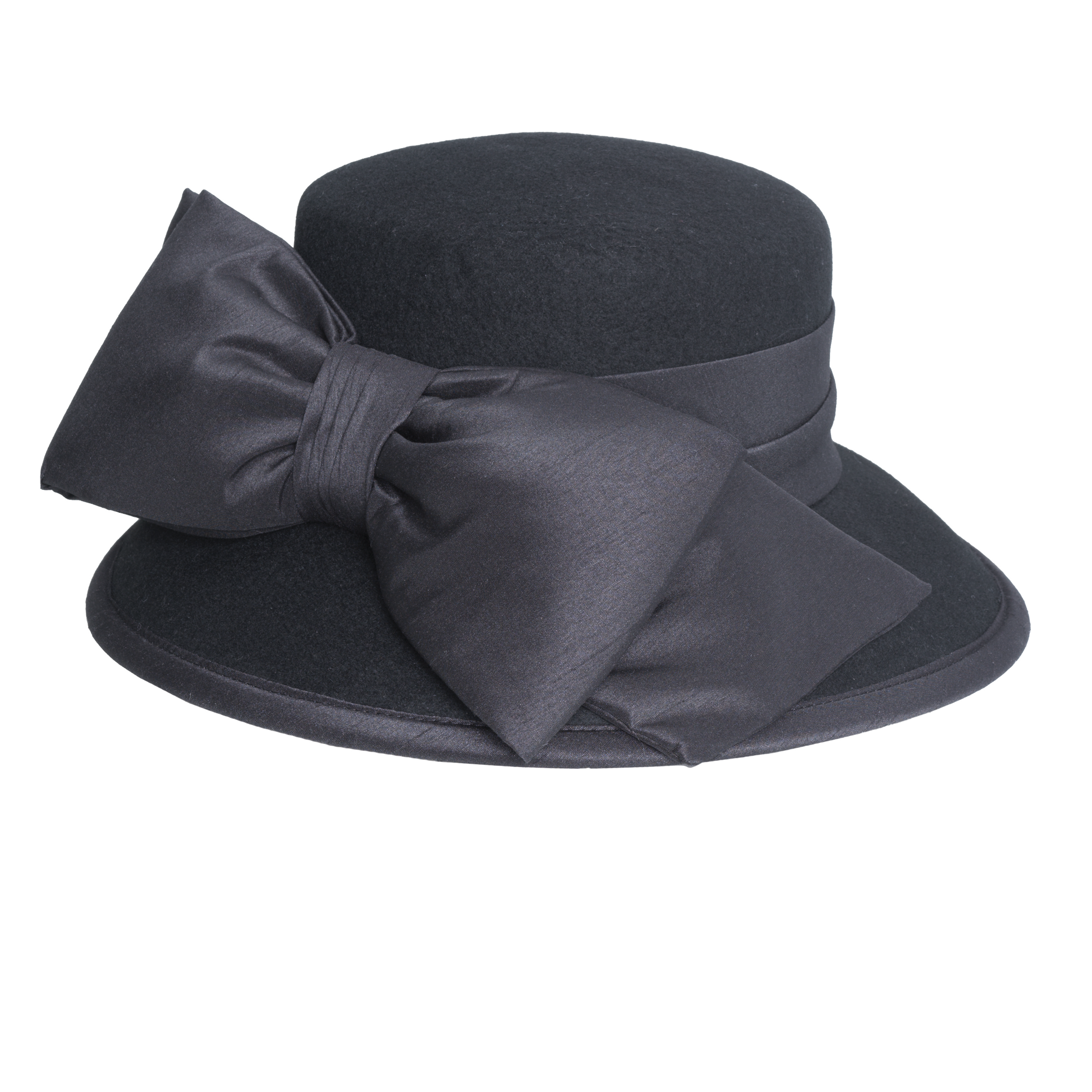 Medium Brim Silk Bow Black