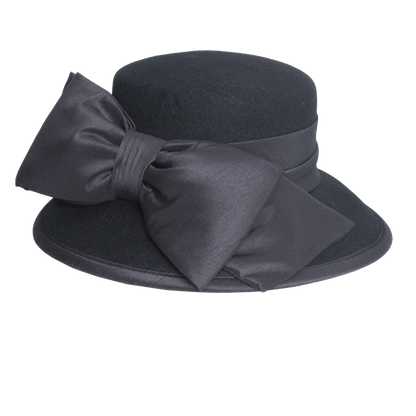 Medium Brim Silk Bow Black