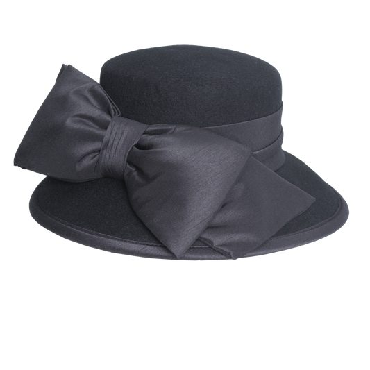 Medium Brim Silk Bow Black
