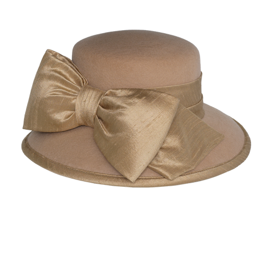 Medium Brim Silk Bow Camel
