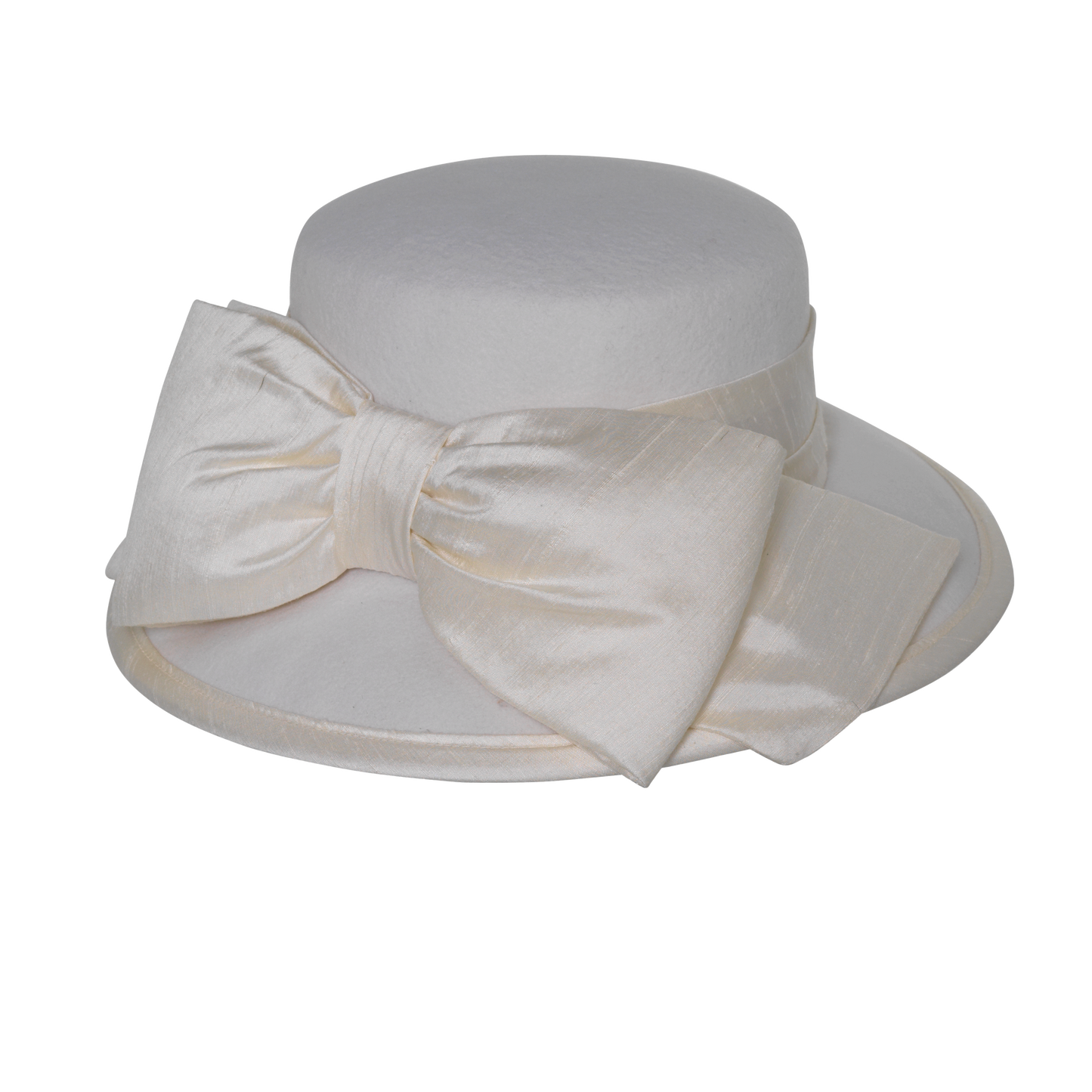 Medium Brim Silk Bow White