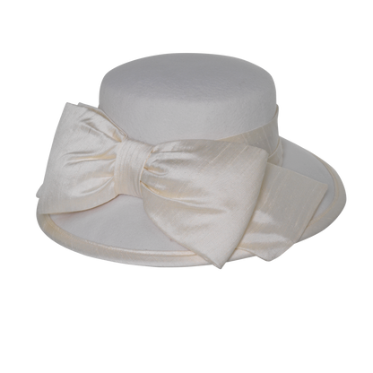 Medium Brim Silk Bow White